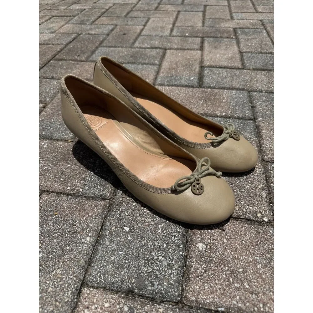Tory Burch Chelsea Leather Women's Tan Wedge Shoes Size 9.5